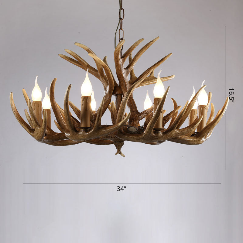 Élise Rustic Artificial Antler Chandelier Exposed Bulb Pendant