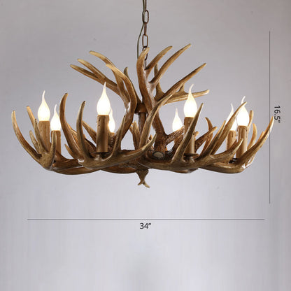 Élise Rustic Artificial Antler Chandelier Exposed Bulb Pendant