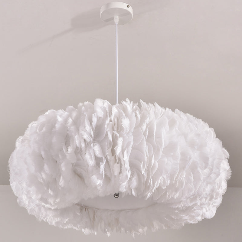 Sophie Feather Donut Pendelleuchte Weiß Modern Kronleuchter