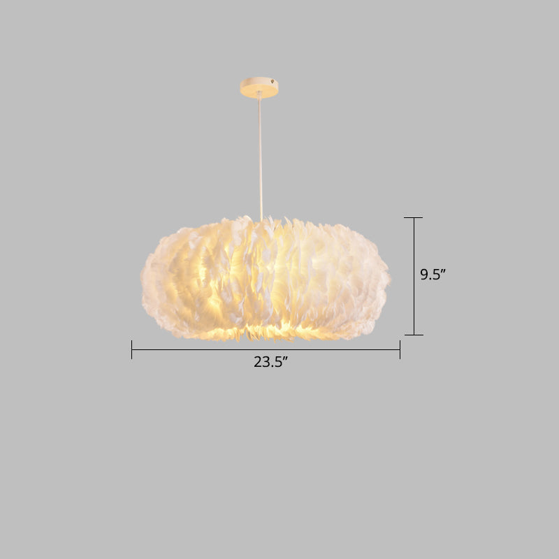 Sophie Feather Donut Pendelleuchte Weiß Modern Kronleuchter