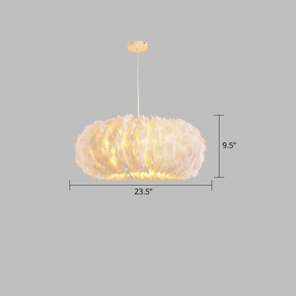Sophie Feather Donut Pendelleuchte Weiß Modern Kronleuchter