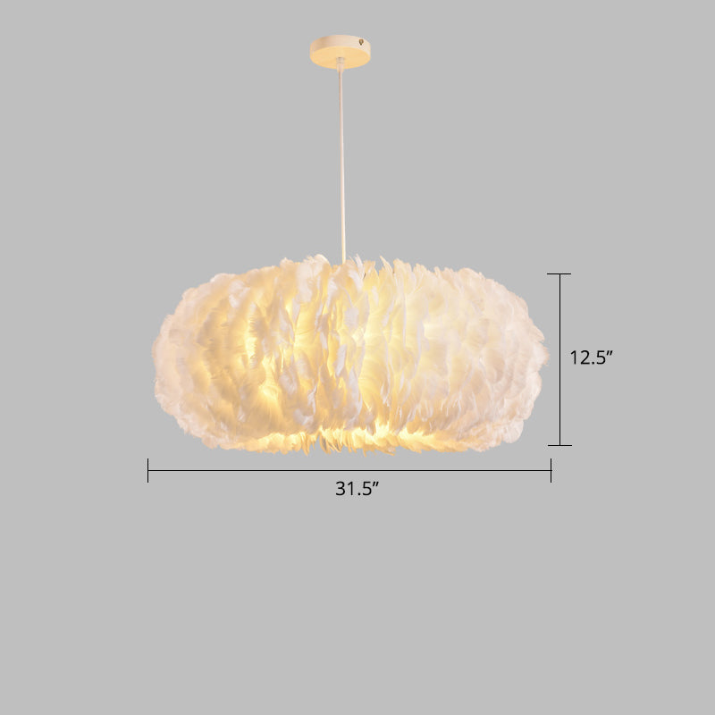 Sophie Feather Donut Pendelleuchte Weiß Modern Kronleuchter