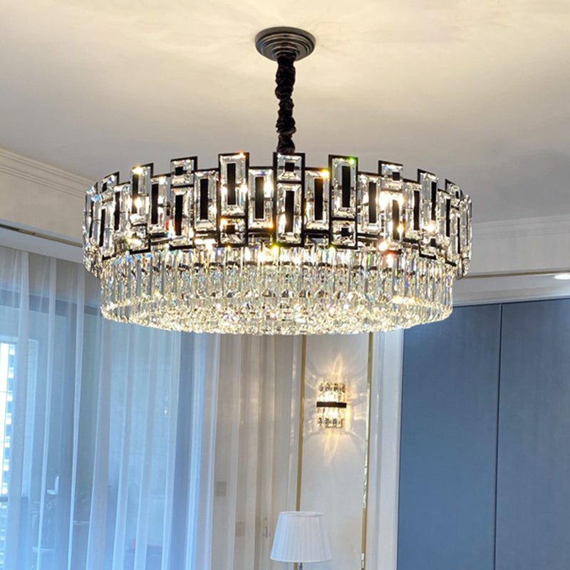 Amélie K9 Crystal Round Pendant Chandelier Gold Black