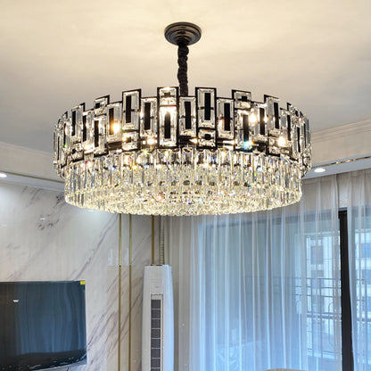 Amélie K9 Crystal Round Pendant Chandelier Gold Black
