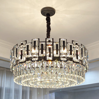 Amélie K9 Crystal Round Pendant Chandelier Gold Black