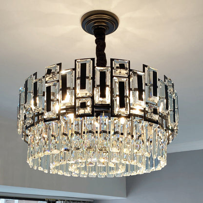 Amélie K9 Crystal Round Pendant Chandelier Gold Black