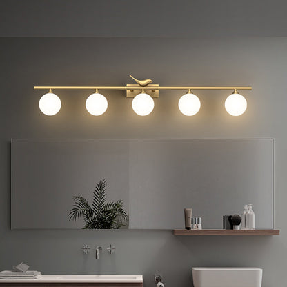 Clémence Ball Badezimmer-Wandleuchte mit Opalglas und Vogeldekor