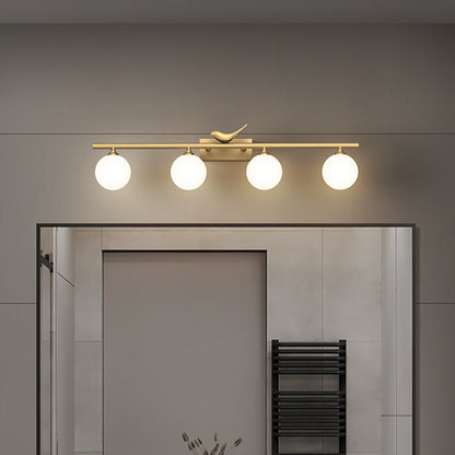 Clémence Ball Badezimmer-Wandleuchte mit Opalglas und Vogeldekor