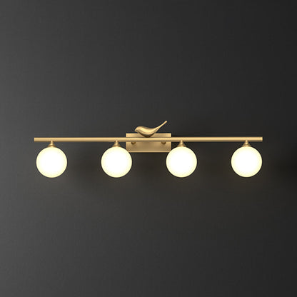 Clémence Ball Badezimmer-Wandleuchte mit Opalglas und Vogeldekor