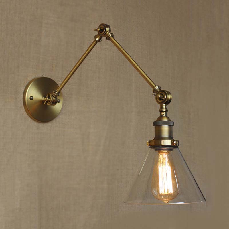 Lucienne Vintage Swing Arm Glass Wall Sconce Lamp