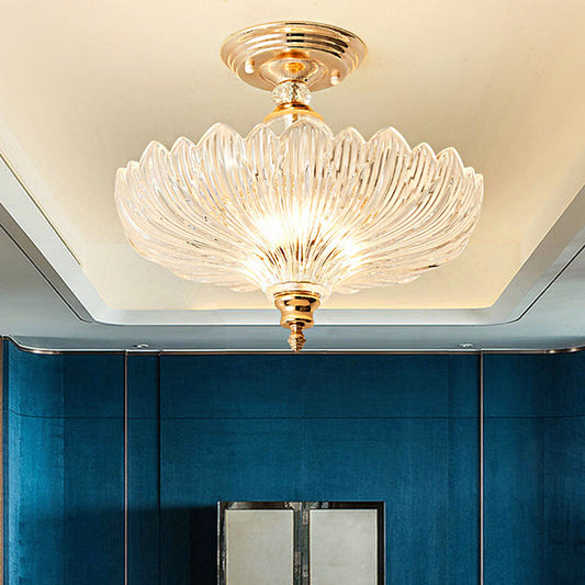 Adeline Crystal Semi Flush Deckenleuchte mit Wellenschliff