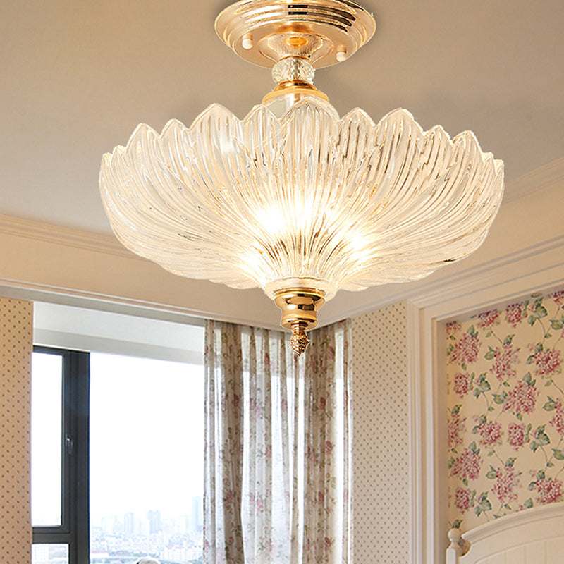 Adeline Crystal Semi Flush Deckenleuchte mit Wellenschliff