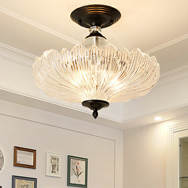 Adeline Crystal Semi Flush Deckenleuchte mit Wellenschliff