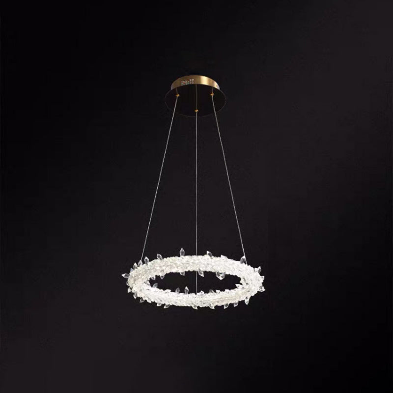 Elise Crystal Circle LED Pendant Light Modern Ring Chandelier