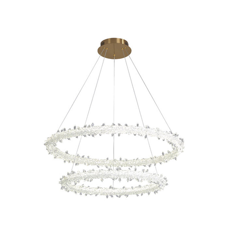 Elise Crystal Circle LED Pendant Light Modern Ring Chandelier