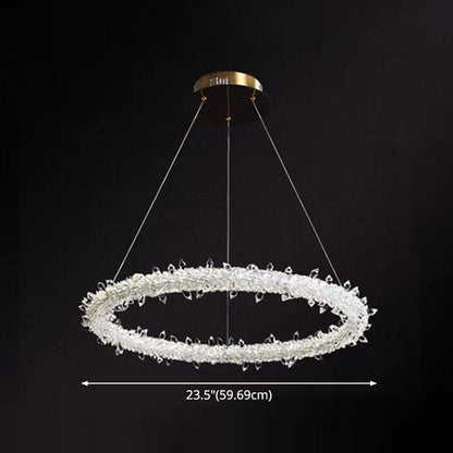 Elise Crystal Circle LED Pendant Light Modern Ring Chandelier