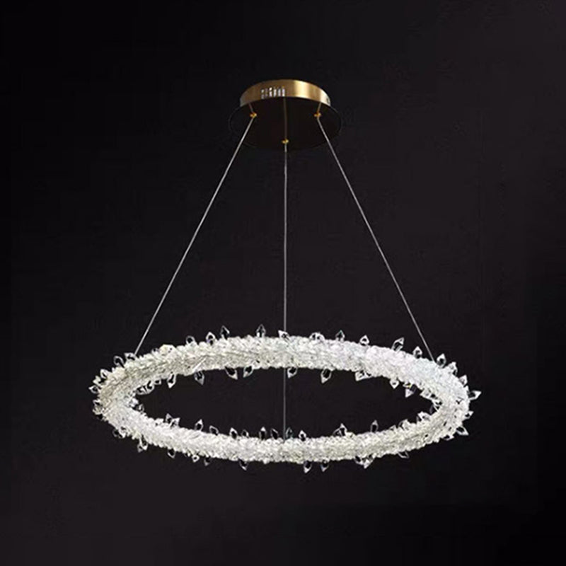 Elise Crystal Circle LED Pendant Light Modern Ring Chandelier