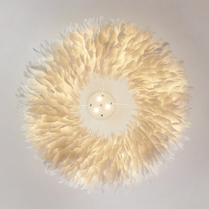 Aurora Feather Donut Pendant Light White Modern Chandelier
