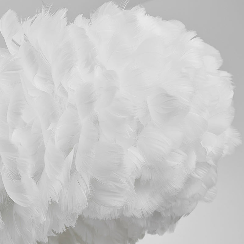 Aurora Feather Donut Pendant Light White Modern Chandelier