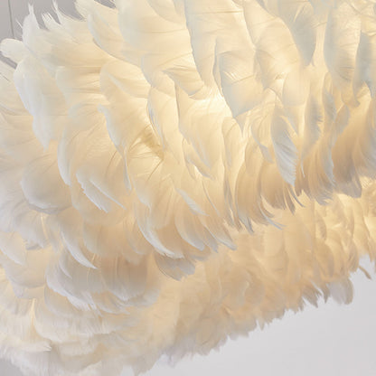 Aurora Feather Donut Pendant Light White Modern Chandelier