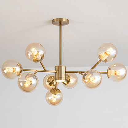 Isabelle Globe Glas-Kronleuchter Moderner Sputnik-Anhänger