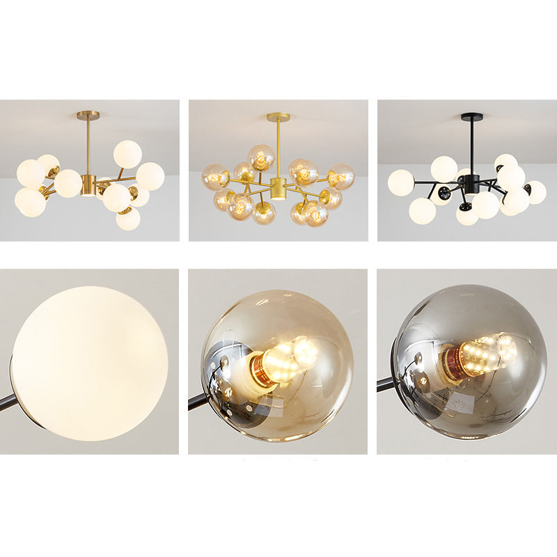 Isabelle Globe Glas-Kronleuchter Moderner Sputnik-Anhänger
