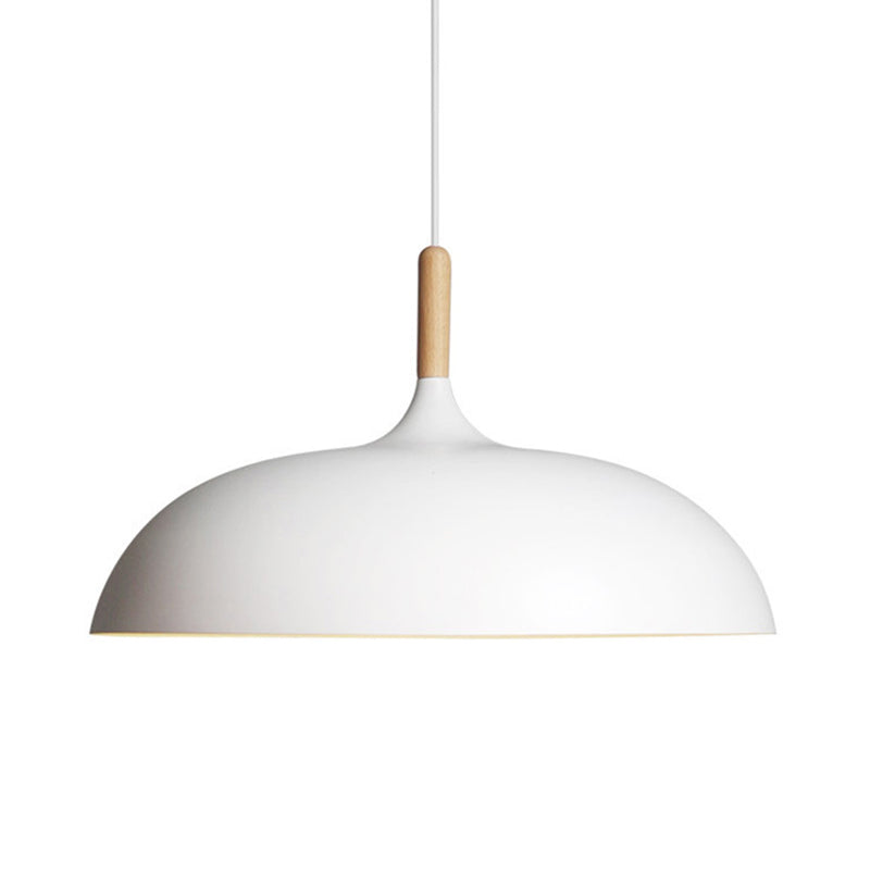 Clara Modern Dome Pendant Light with Wooden Top
