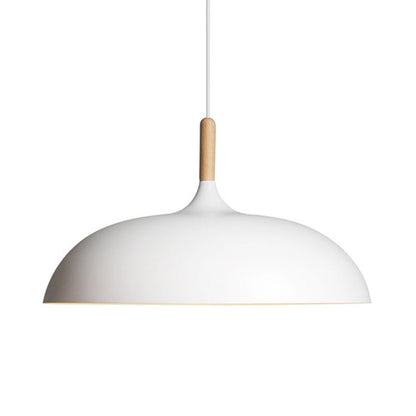 Clara Modern Dome Pendant Light with Wooden Top