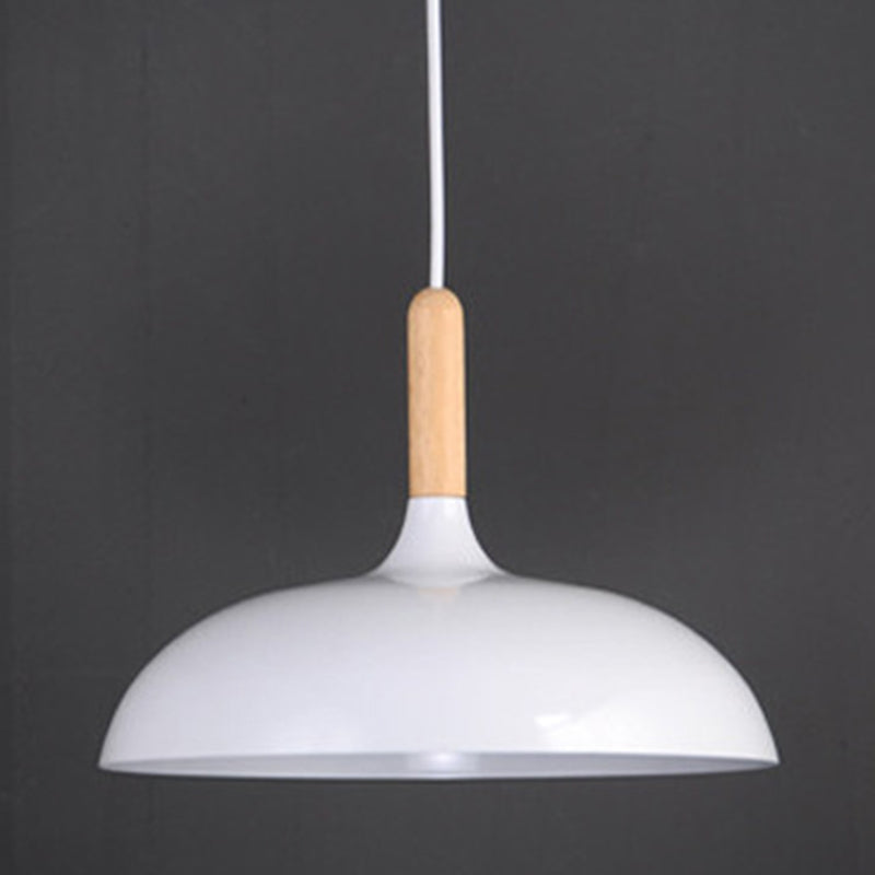 Clara Modern Dome Pendant Light with Wooden Top