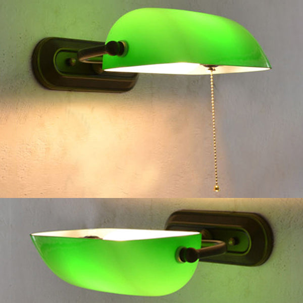 Camille Green Banker Glass Wall Lamp Pull Chain