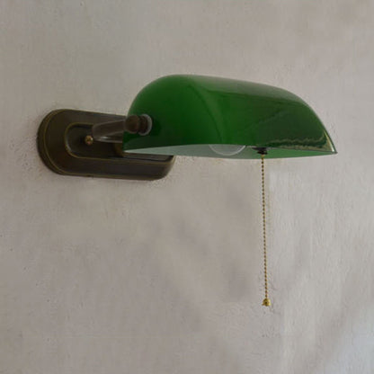 Camille Green Banker Glass Wall Lamp Pull Chain