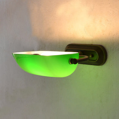 Camille Green Banker Glass Wall Lamp Pull Chain
