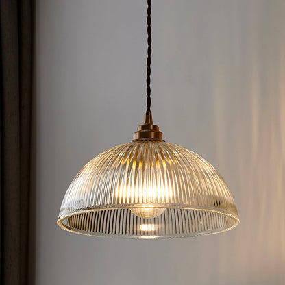 Gabrielle Ribbed Glass Bowl Pendant Light