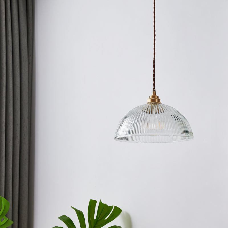 Gabrielle Ribbed Glass Bowl Pendant Light