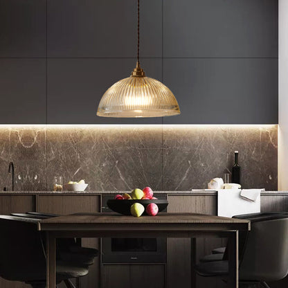 Gabrielle Ribbed Glass Bowl Pendant Light