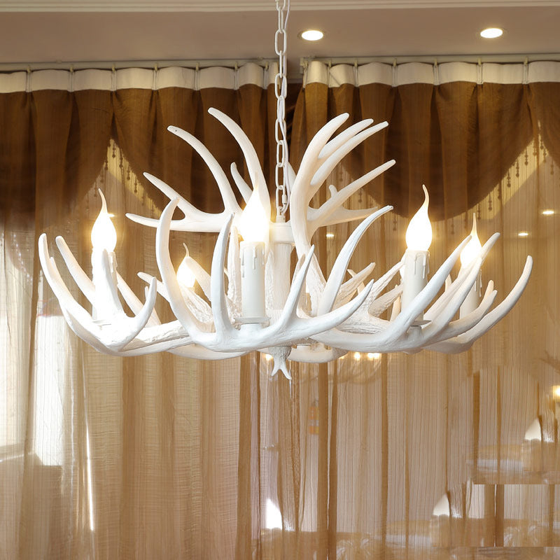 Isabelle White Deer Antler Rustikaler Kandelaber-Kronleuchter