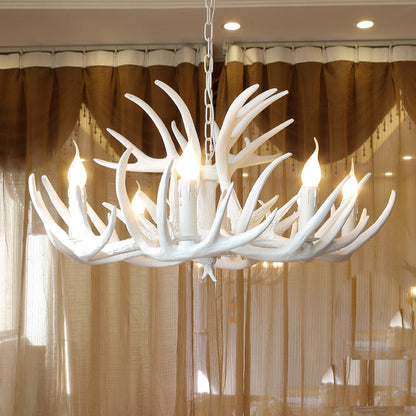 Isabelle White Deer Antler Rustikaler Kandelaber-Kronleuchter