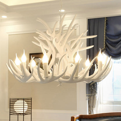 Isabelle White Deer Antler Rustikaler Kandelaber-Kronleuchter