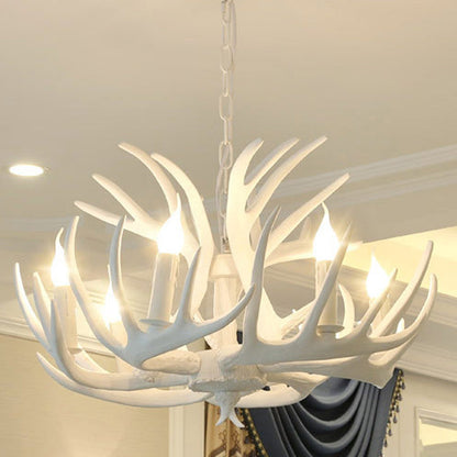Isabelle White Deer Antler Rustikaler Kandelaber-Kronleuchter