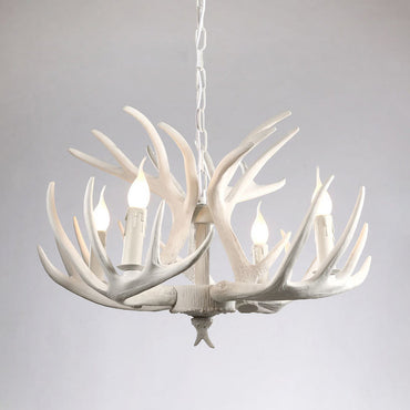 Isabelle White Deer Antler Rustic Candelabra Chandelier