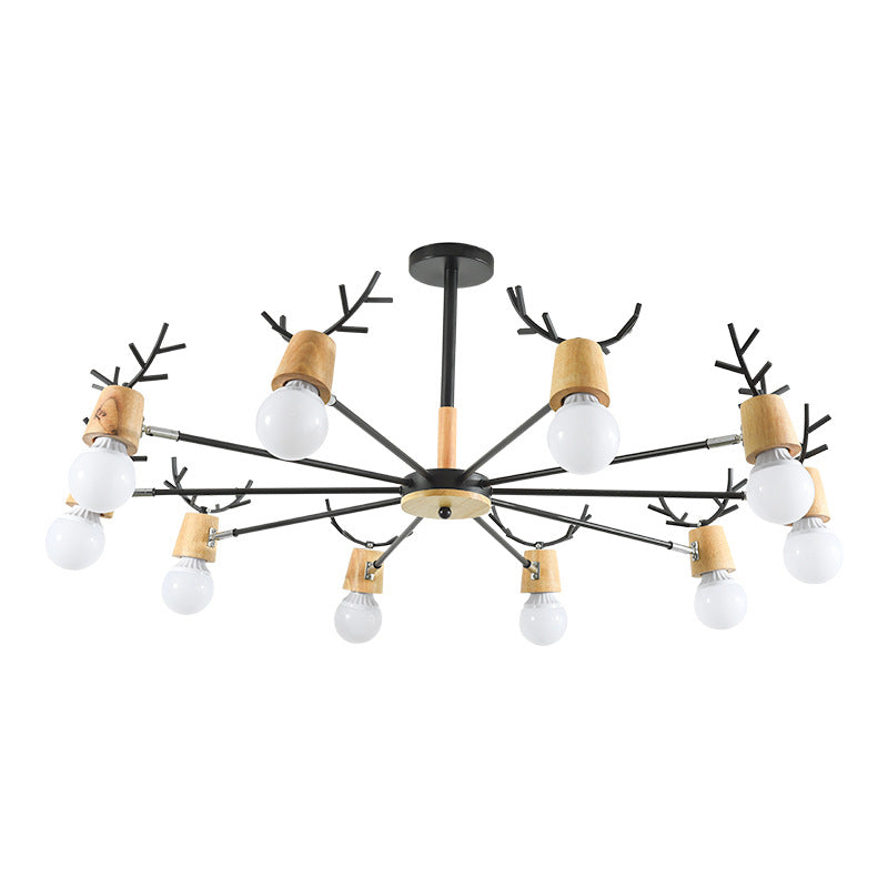 Sophie Wooden Antler Sputnik Kronleuchter Schwarz 6/10-flammige Pendelleuchte