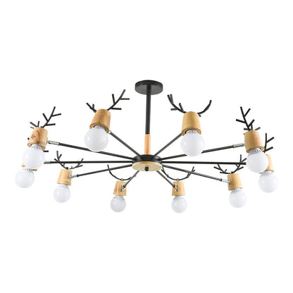 Sophie Wooden Antler Sputnik Kronleuchter Schwarz 6/10-flammige Pendelleuchte