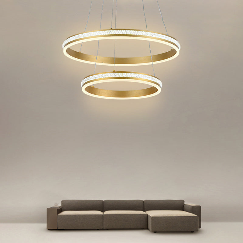 Geneviève Tiered Ring LED Chandelier Gold Modern Pendant