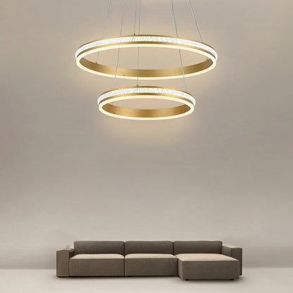 Geneviève Tiered Ring LED Chandelier Gold Modern Pendant