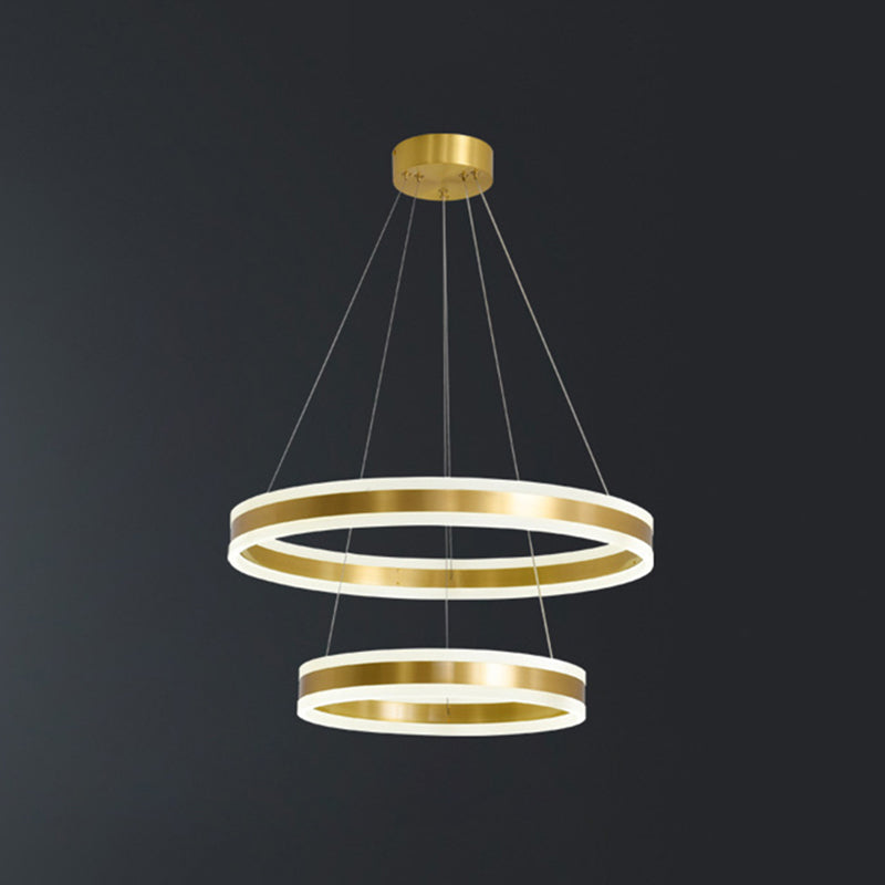 Madeleine gestufter LED-Kronleuchter, Gold, modernes Pendel
