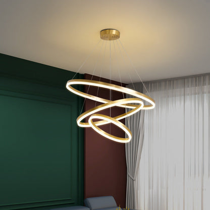 Madeleine gestufter LED-Kronleuchter, Gold, modernes Pendel
