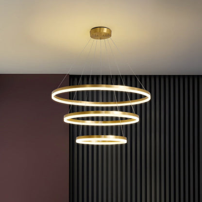 Madeleine gestufter LED-Kronleuchter, Gold, modernes Pendel