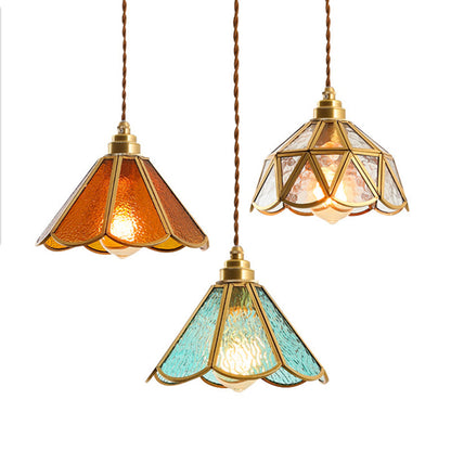 Élodie Hängelampe im Tiffany-Stil aus mattiertem Glas