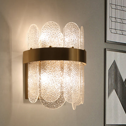 Chloé Golden Hammered Glass 4-Light Wall Sconce