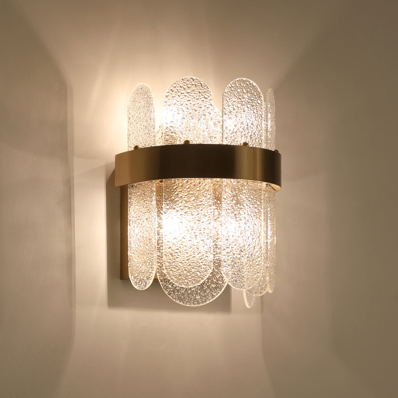 Chloé Golden Hammered Glass 4-Light Wall Sconce